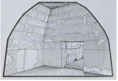 Perspective drawing of tomb compartments of Mausoleum of King Tongmyong Perspective drawing of tomb compartments of Mausoleum of King Tongmyong