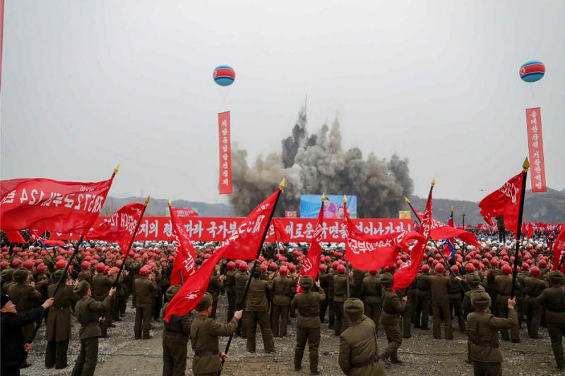 성천군에 울려퍼진 장쾌한 발파폭음