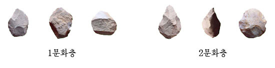 청파대동굴유적에서 발굴된 주먹도끼들