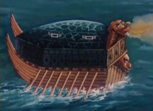 Turtle-shaped Armoured Warship
