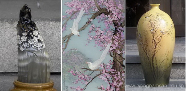 까치를 형상한 공예 및 수예작품들