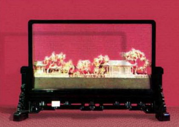 참대조각 《물우에 떠있는 정각》