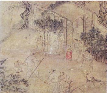 《농민생활도》 달맞이그림의 아래부분 (화가미상)