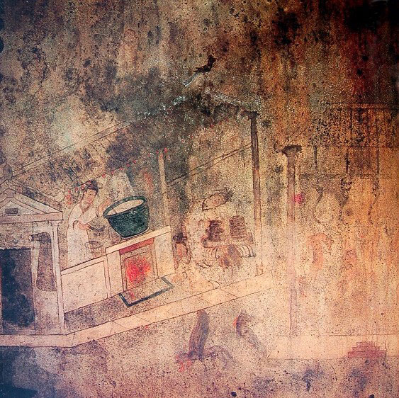 안악3호무덤에 그려진 부엌과 푸주간