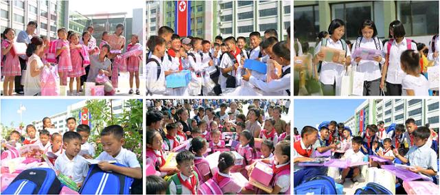 Дети и ученики района стихийного бедствия получают подарок