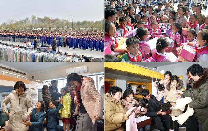 철따라 생활필수품을 받아안는 수재민들