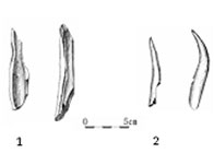제5층의 골각기들(1-뚜지개, 2-찌르개)