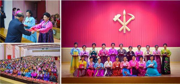 공산주의어머니영예상을 수여받은 어머니들의 모습