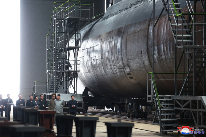 Supreme Leader Kim Jong Un Inspects Newly Built Submarine