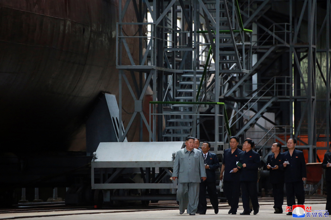 Supreme Leader Kim Jong Un Inspects Newly Built Submarine