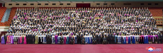 Supreme Leader Kim Jong Un Has Photo Session with Participants in 14th National Conference of Teachers