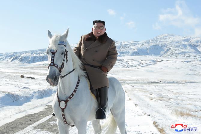 Supreme Leader Kim Jong Un Ascends Mt Paektu on Horseback