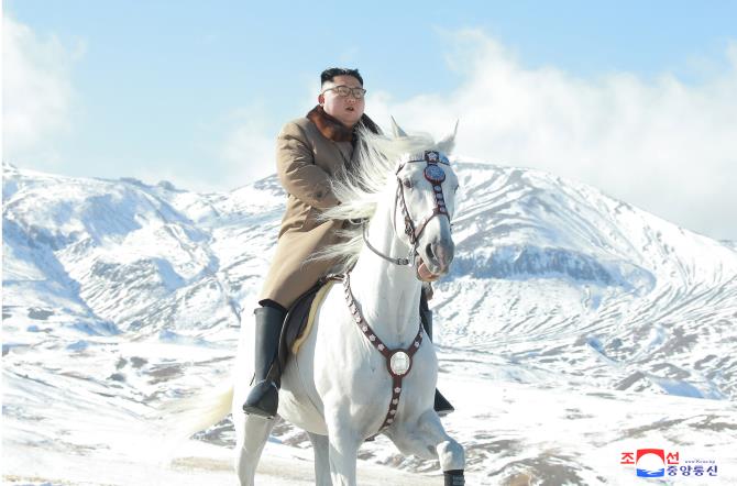 Supreme Leader Kim Jong Un Ascends Mt Paektu on Horseback