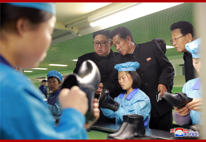 Supreme Leader Kim Jong Un Visits Wonsan Leather Shoes Factory