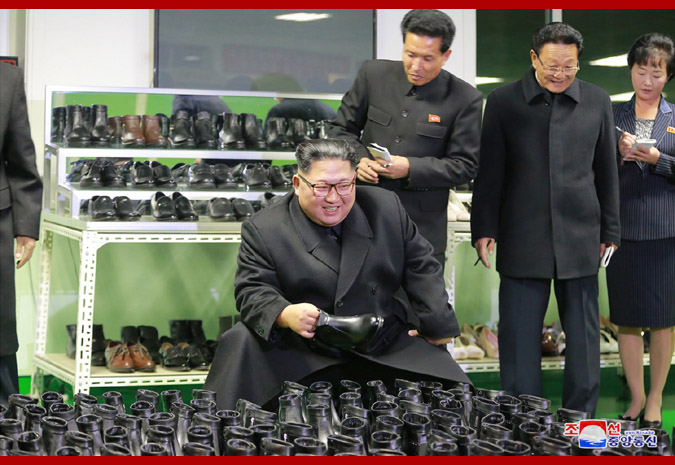 Supreme Leader Kim Jong Un Visits Wonsan Leather Shoes Factory