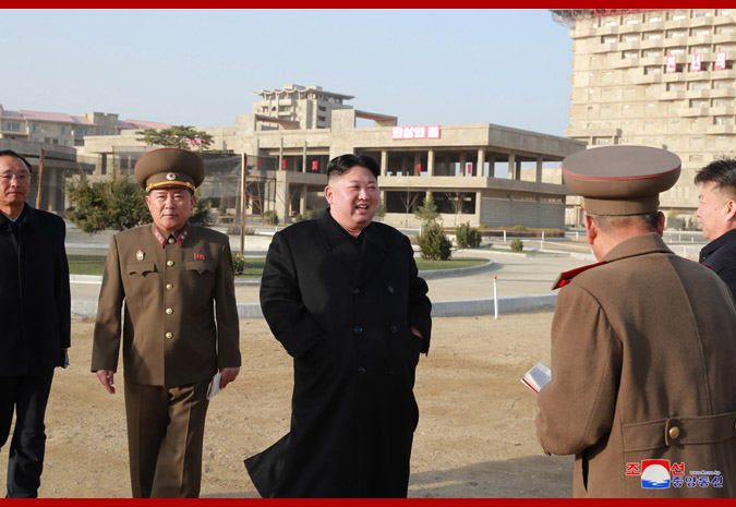 경애하는 최고령도자 김정은동지께서 원산갈마해안관광지구건설장을 현지지도하시였다