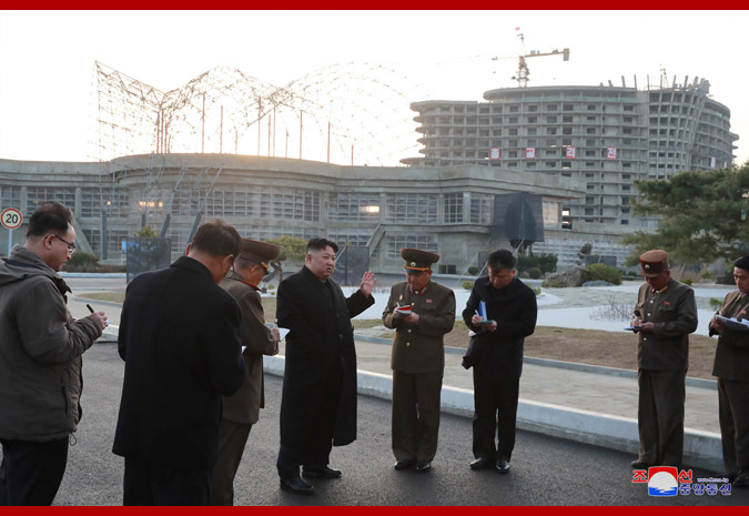 경애하는 최고령도자 김정은동지께서 원산갈마해안관광지구건설장을 현지지도하시였다