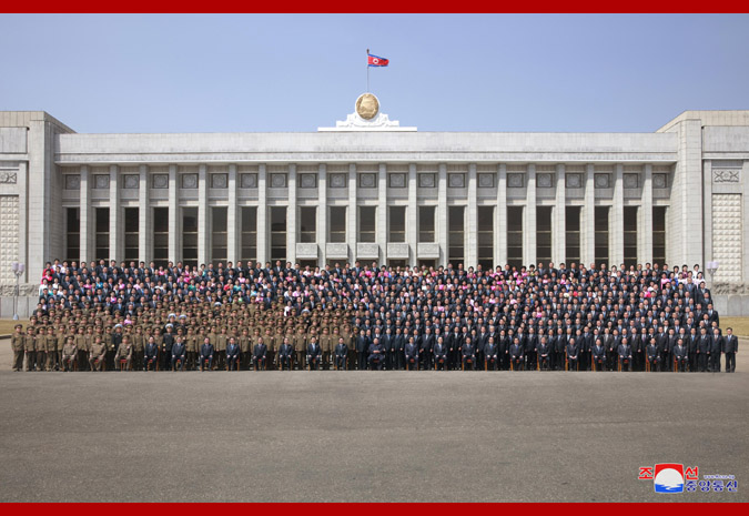 Supreme Leader Kim Jong Un Has Photo Session with Members of SPA Presidium and Cabinet and Deputies to 14th SPA